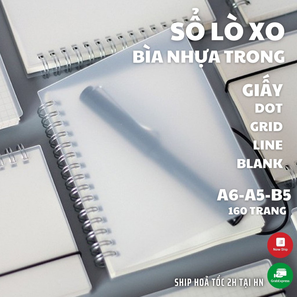 Sổ lò xo bìa trong - Sổ tay ruột Dot/Grid/Line/Plank-Sổ ghi chép A6/A5/B5-Làm bullet journal