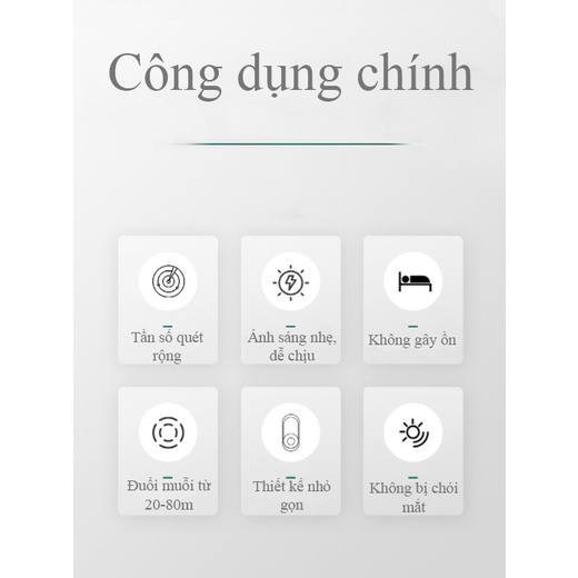 Máy đuổi muỗi sóng siêu âm, diện tích phủ sóng lớn, an toàn với trẻ nhỏ, gây ra tiếng ồn và tiết kiệm điện - K1178