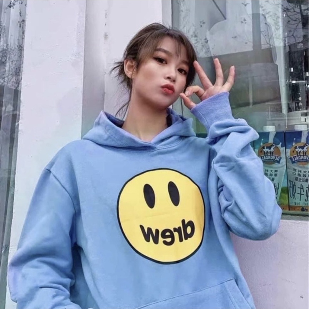 Áo hoodie Unisex Drew fom rộng 65 kg, áo nỉ siêu dày trẻ trung