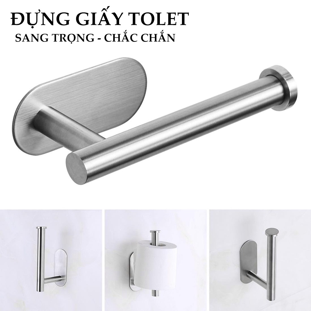 Thanh treo móc đồ giấy vệ sinh, khăn giấy inox 304 dùng miếng dính 3m  không cần khoan Minh House