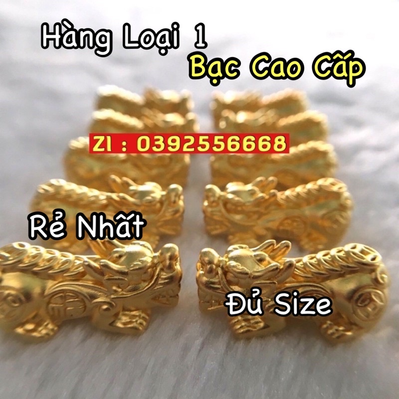 Tỳ Hưu Bạc Thật Mạ Vàng 💖Tặng Quà Vip💖 8mm 10mm 12mm