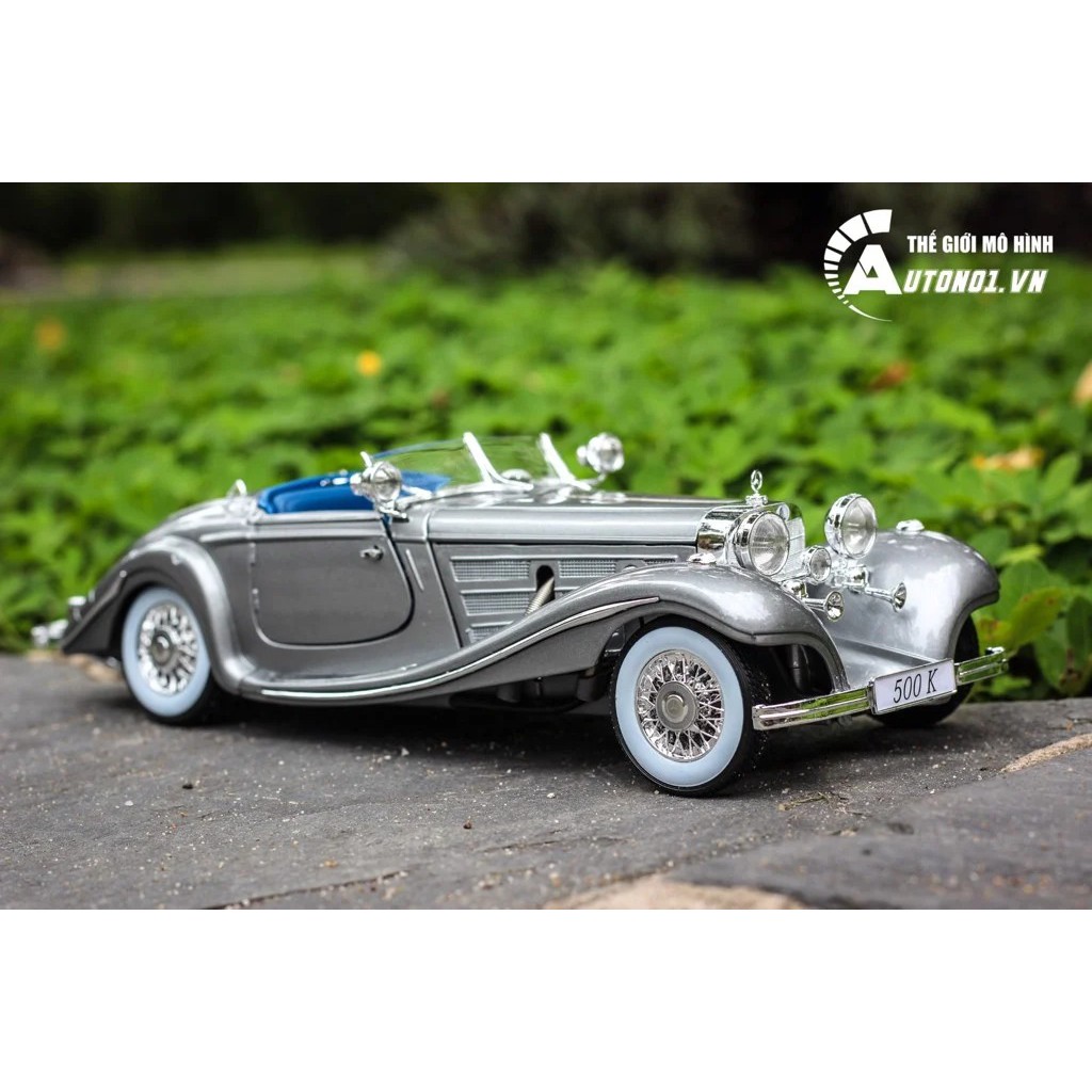 MÔ HÌNH XE MERCEDES BENZ 500K TYP SPECIAL ROADSTER 1936 GREY 1:18 MAISTO 3996