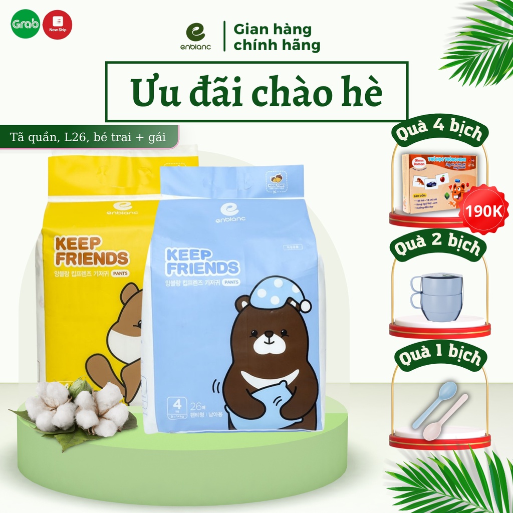 Combo 2 Tã Quần Size L26 ENBLANC KEEP FRIENDS Siêu Thấm Hút, Thoáng Mát Cho Bé Trai, Bé Gái