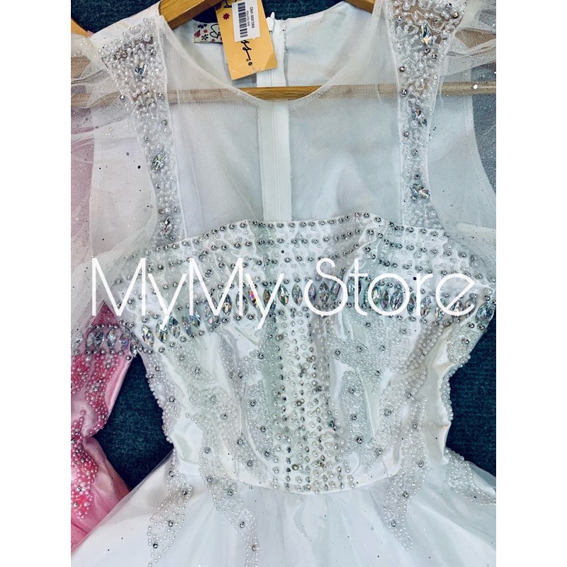 Đầm dự tiệc cổ vuông tay dài kết cườm sang trọng TRIPBLE T DRESS -size M/L (kèm ảnh/video thật) MS153Y