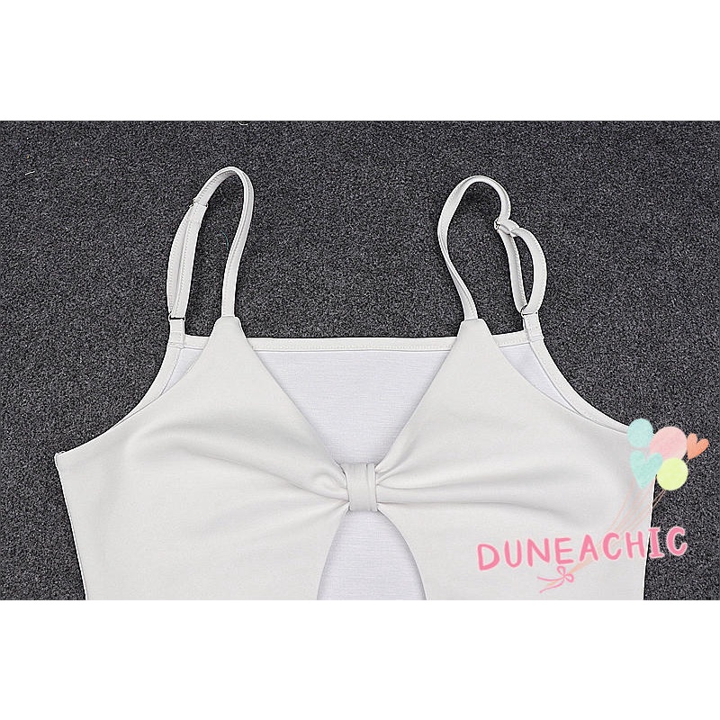 DUNEA Áo Liền Quần Hai Dây Hở Lưng Dáng Ôm Gợi Cảm Cho Nữ