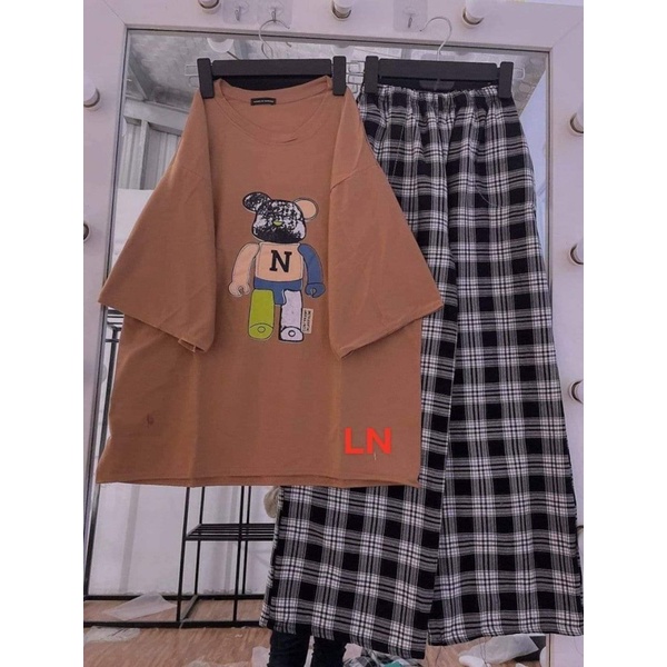 Sét áo gấu chữ N+quần kẻ LN12