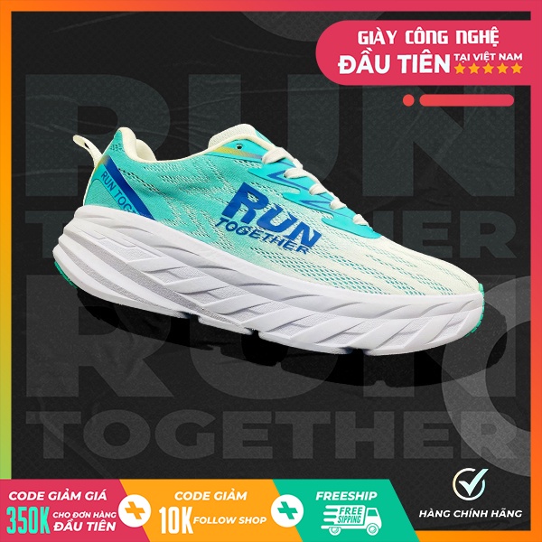 Giày thể thao chạy bộ chính hãng Run Together công nghệ gắn chip thông minh - Giày sneaker màu Xanh đế cao