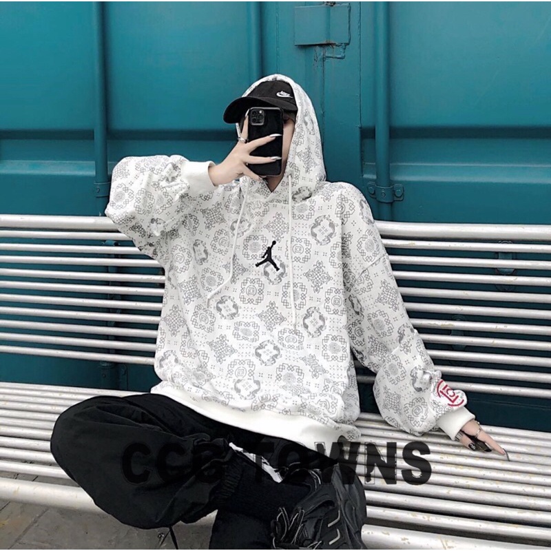 Áo Hoodie thêu logo Jordan Clot in hoạ tiết lụa