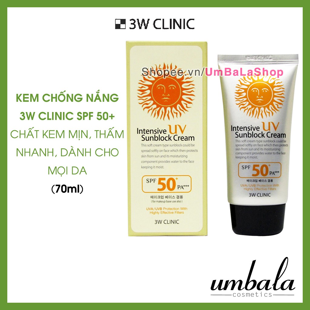 Kem Chống Nắng 3W CLINIC Intensive SPF 50 (70ml)