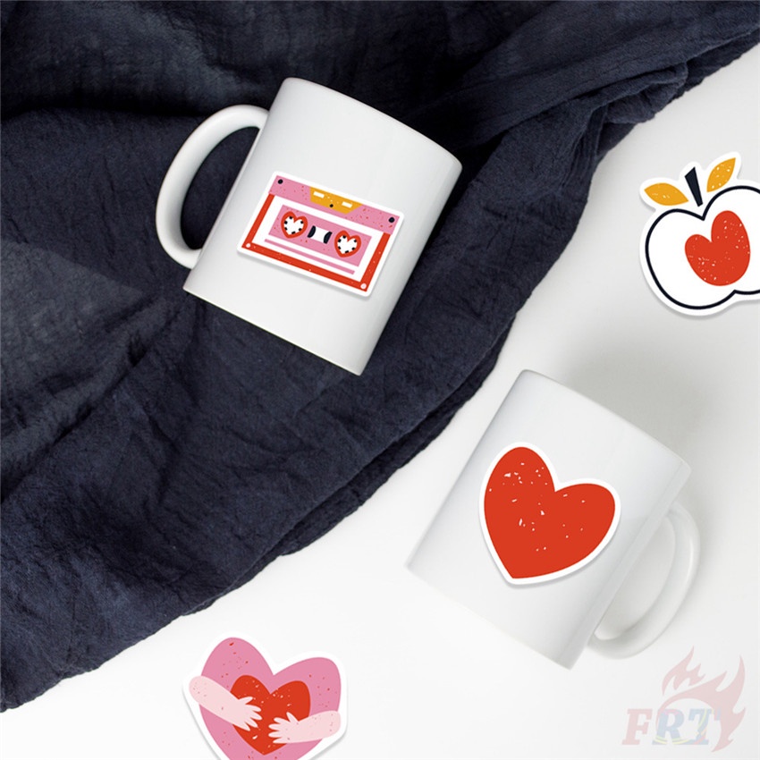❉ Nhãn Dán Màu Hồng Love Series 01 ❉ Bộ 50 Sticker Chống Thấm Nước Họa Tiết Doodle Hợp Thời Trang