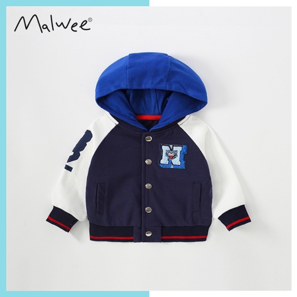 Áo khoác nỉ Malwee pha màu thêu MW8049 cho bé trai 2-8 - Little Maven Official Store