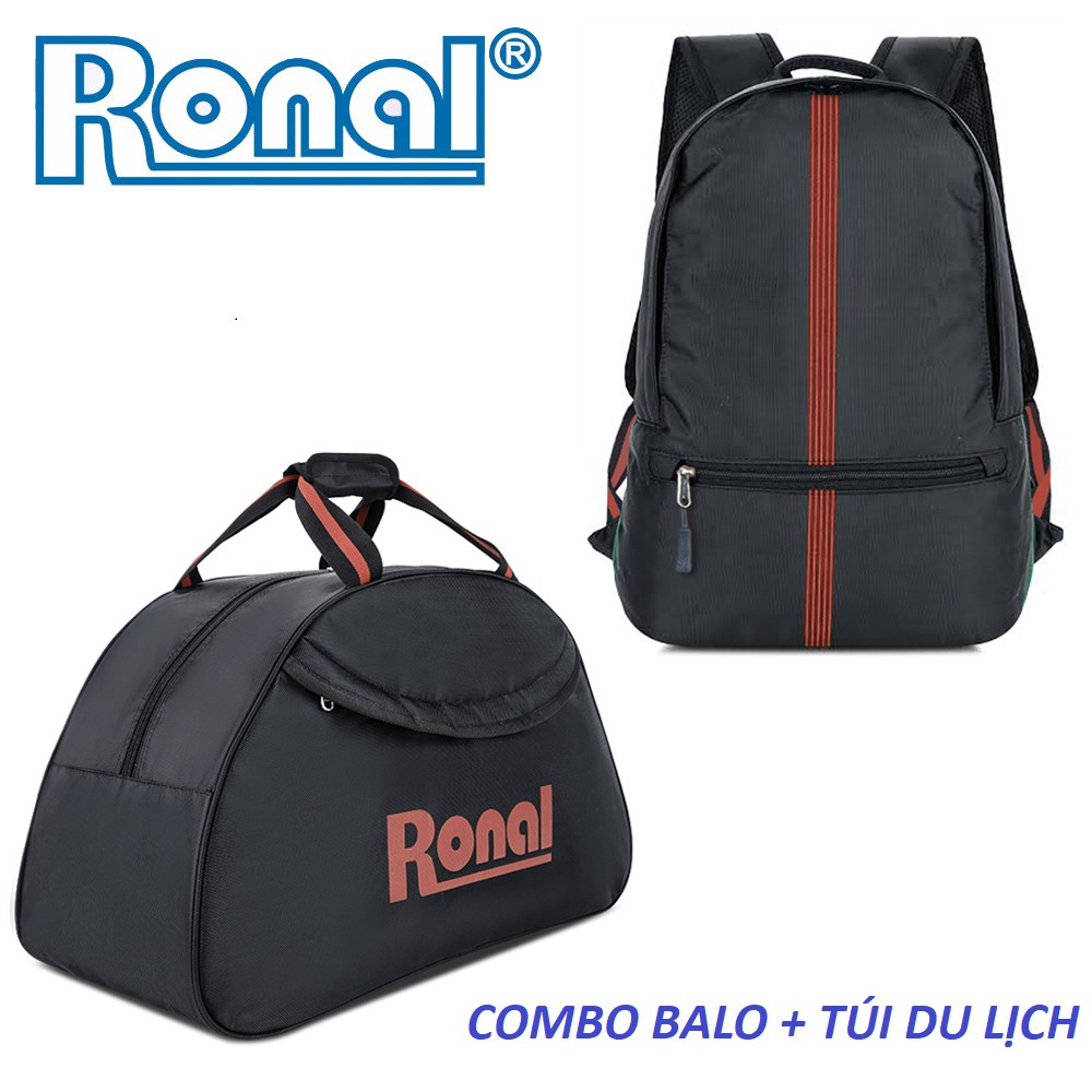 Combo ba lô, túi du lịch Ronal CB05 - Đen cam