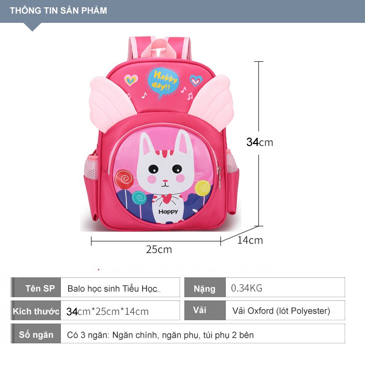 Balo mầm non  từ 1-5 tuổi họa tiết hoạt hình chống thấm nước chất liệu an toàn cho bé PK67