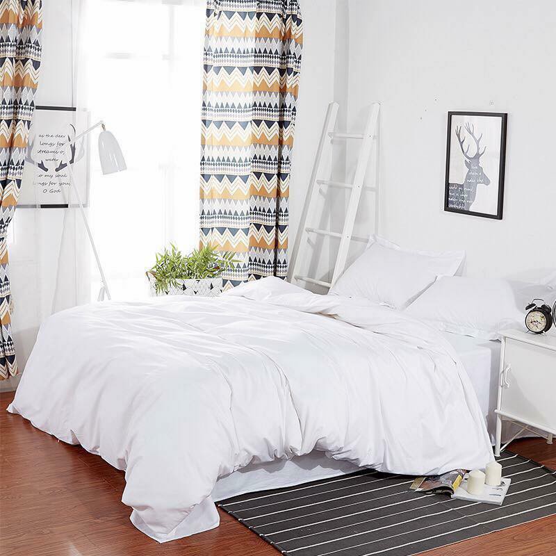 Bộ chăn ga gối cotton poly Emmibedding store cao cấp - trắng tinh  giá tốt