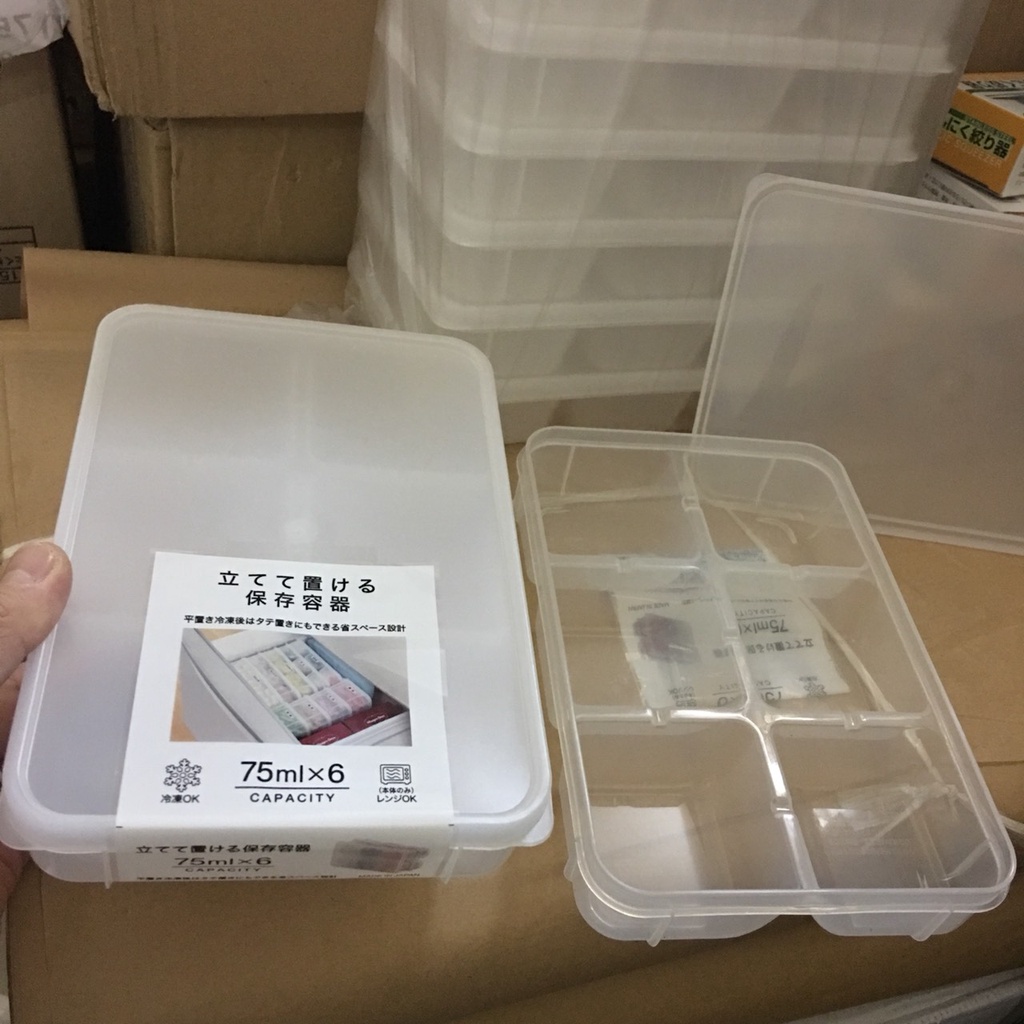 Hộp thực phẩm chia 6 ngăn 680ml Sanada xuất xứ Nhật Bản Nhựa kháng khuẩn, dùng lò vi sóng, đông lạnh