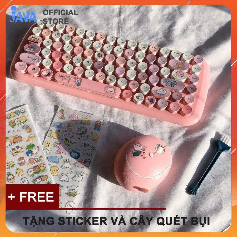 [TẶNG BỘ STICKER CỌ QUÉT] Bộ bàn phím và chuột không dây dễ thương mini Mofii - Phím tròn