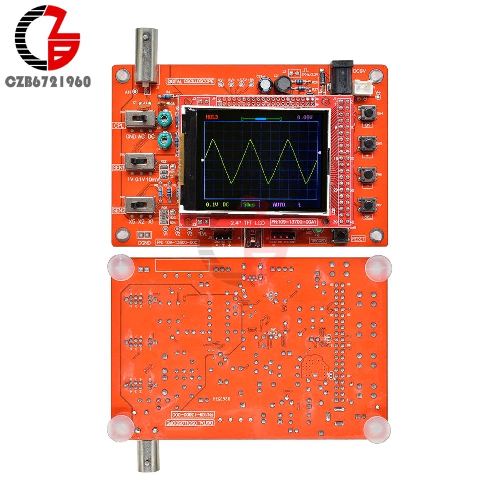 2.4" Digital Oscilloscope Scope Tester Meter 200KHz 1Msps TFT LCD Display with Alligator Clip for Arduino ARM Detection