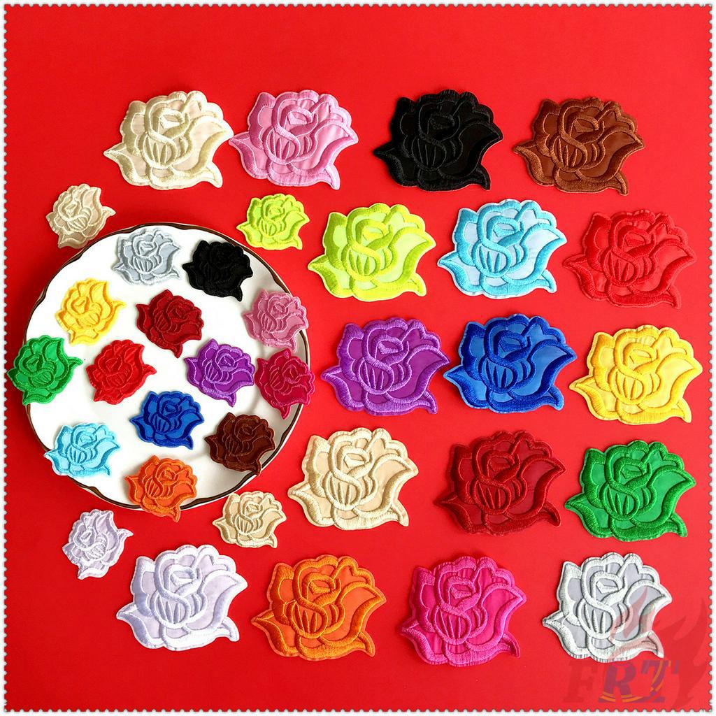 ✿ Sticker Ủi Thêu Hình Hoa Hồng Nhiều Màu Sắc ✿ 1 Miếng Vá Ủi Quần Áo Diy Hình Huy Hiệu S / M
