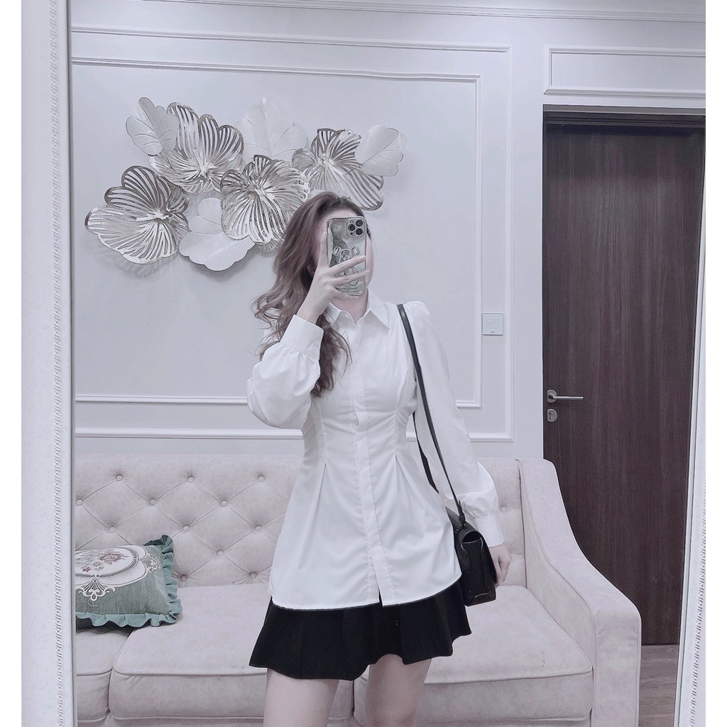 ✨BÁN SỈ✨Áo sơ mi trắng xẻ thân chất thô lụa