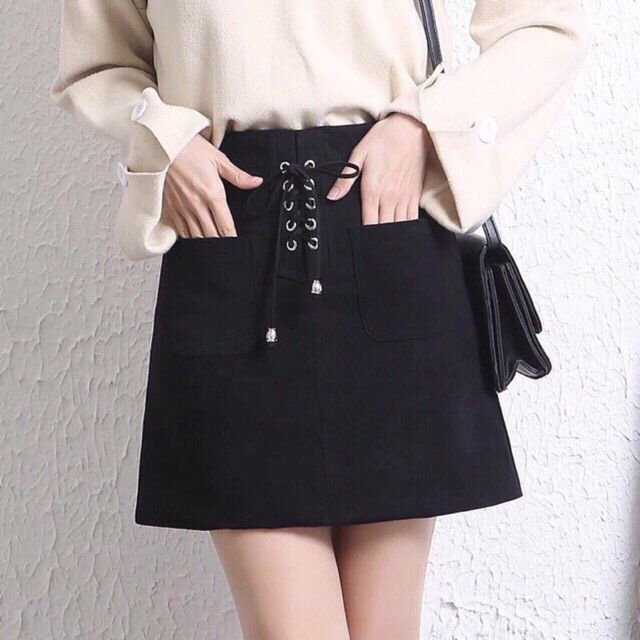 Chân váy chữ a đan dây giữa ulzzang