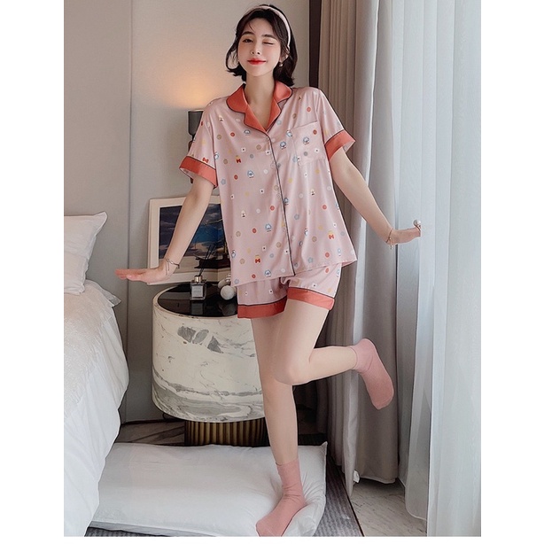 Bộ đùi Pizama lụa mềm mặc ngủ mặc nhà cao cấp Y38