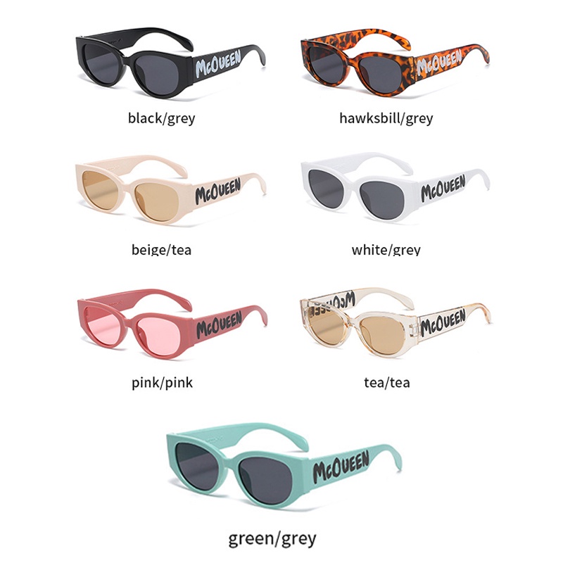 Kính Mát Gọng Oval Chống Tia UV In Chữ Thời Trang Retro