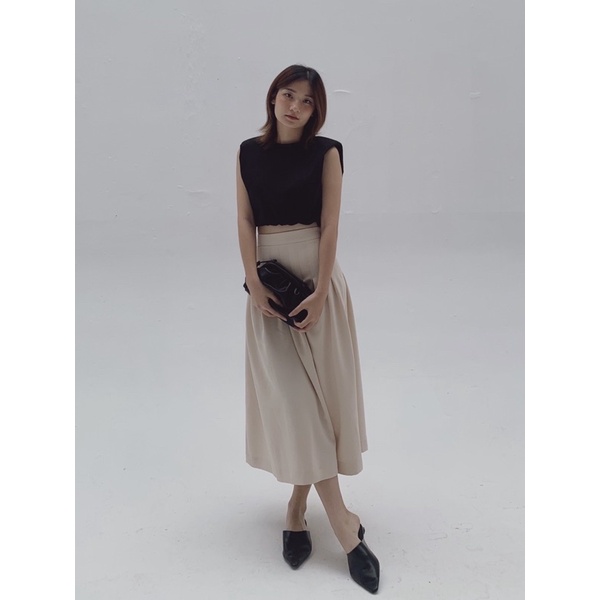 Chân váy dài xếp li cạp cao (Be)_MONOTALK B10004TK | BigBuy360 - bigbuy360.vn