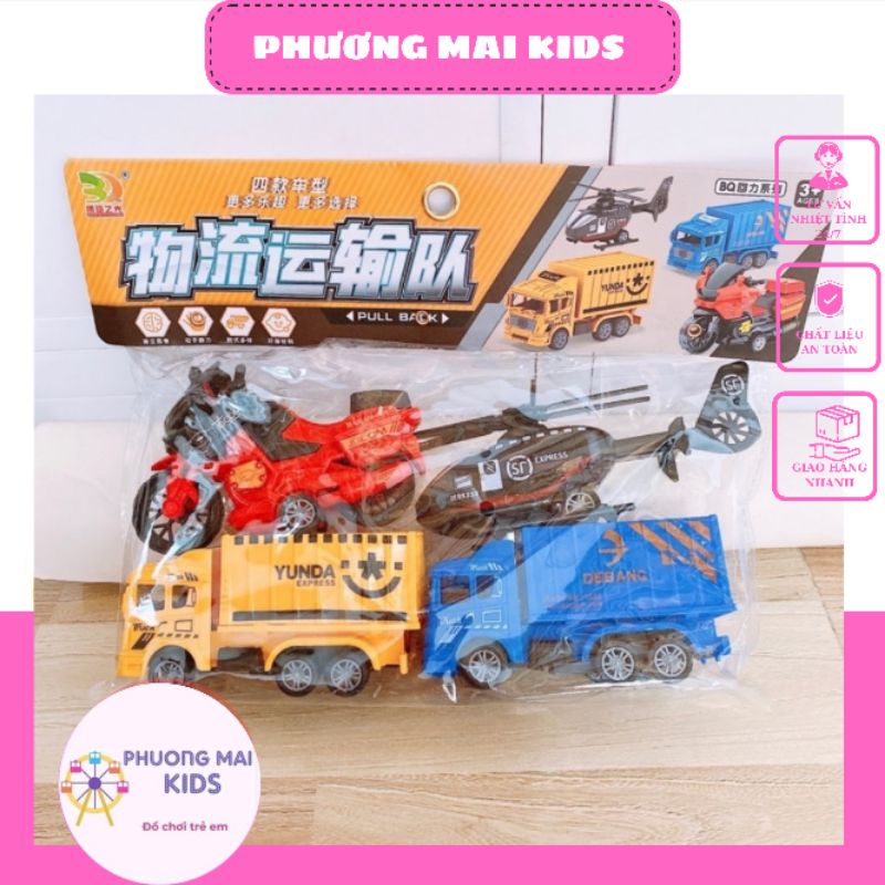set xe đồ chơi trẻ em 4 phương tiện giao thông :xe ô tô, máy bay...🚚🚁🚒