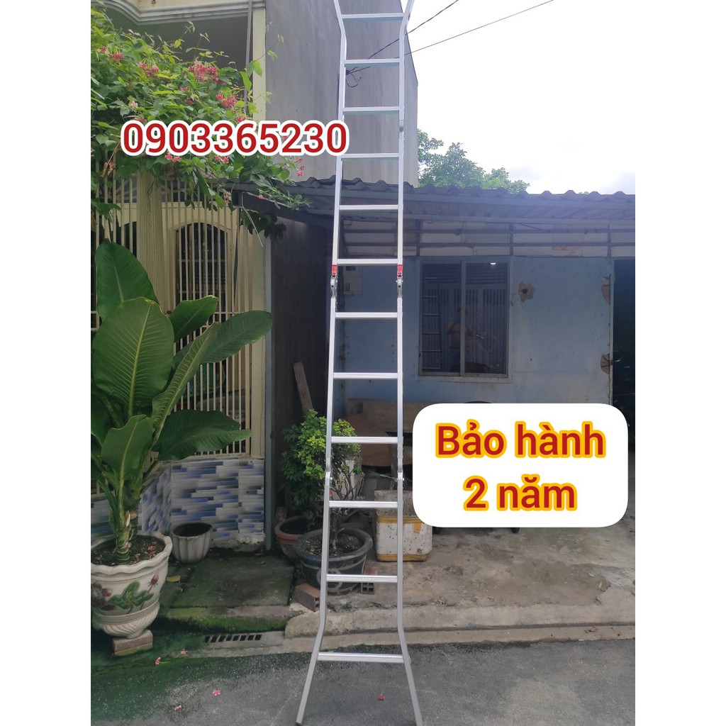 Thang nhôm chữ A 2,0m  duổi thẳng 4m