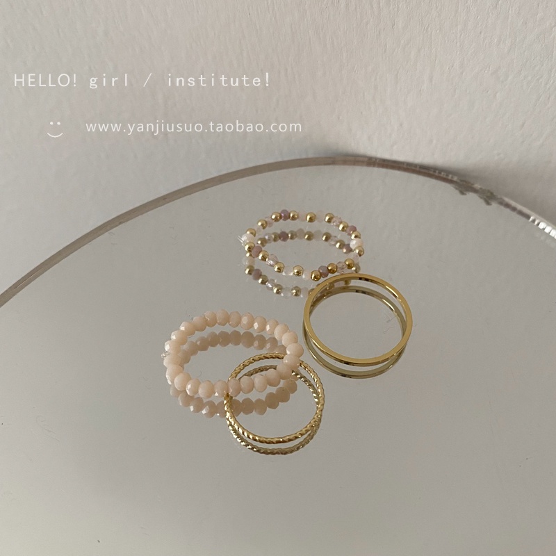 Bộ Nhẫn Đính Hạt Nhiều Màu Sắc Kiểu Hàn Quốc Đơn Giản Xinh Xắn