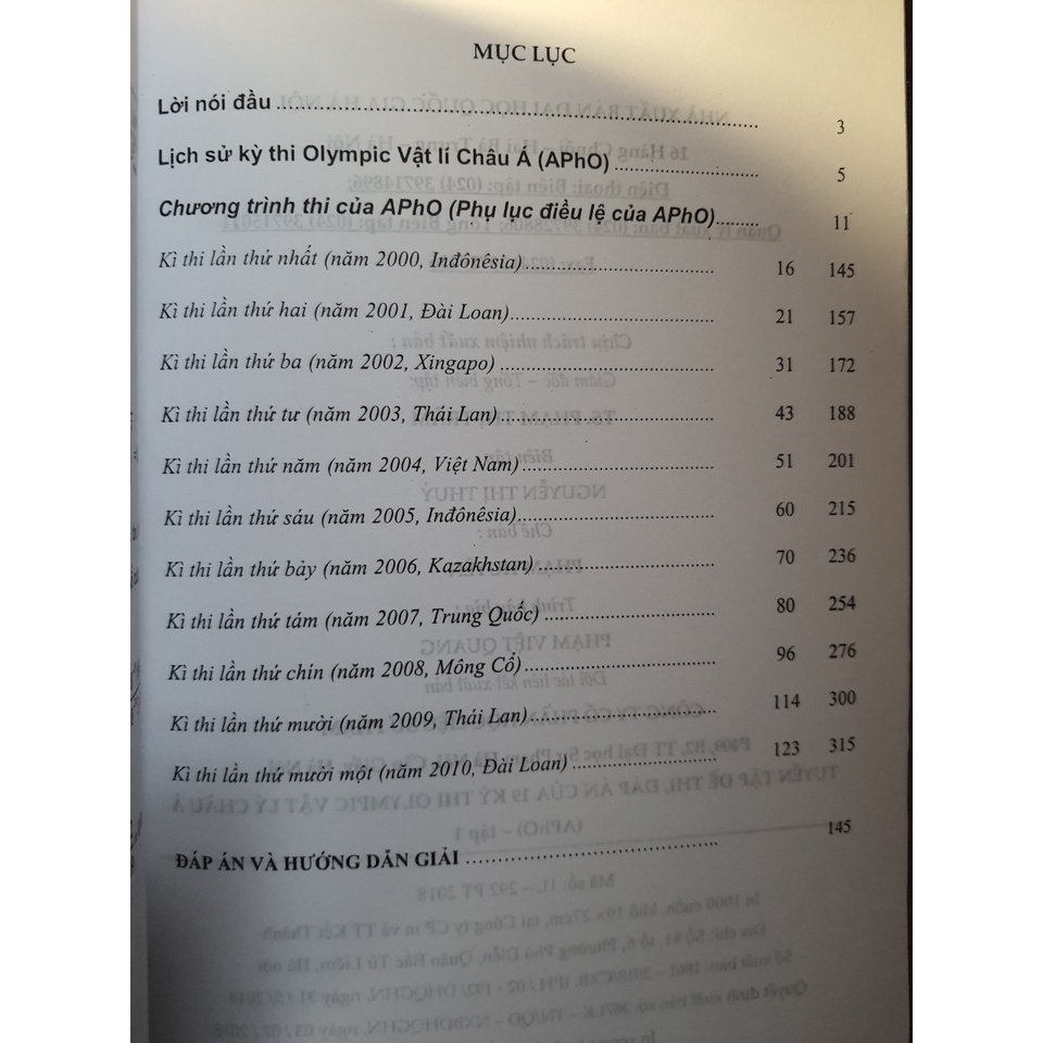 Sách - Tuyển tập Đề thi, đáp án của 19 kì thi OLYMPIC Vật Lí Châu Á Apho - Tập 1