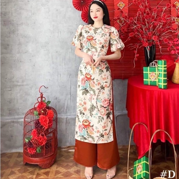 Áo dài ,Áo dài cách tân vải gấm shop hoa 5 màu cực đẹp mã A5