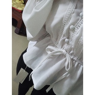 Sơ mi nữ tiểu thư thắt eo cổ chữ V