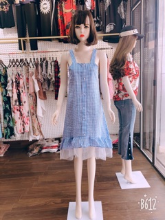 Váy kẻ xanh ZRa