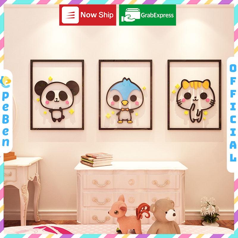 Tranh dán tường mica 3d decor khổ lớn trang trí phòng cho bé trang trí mầm non, phòng cho bé Nhiều Size - EPeBen