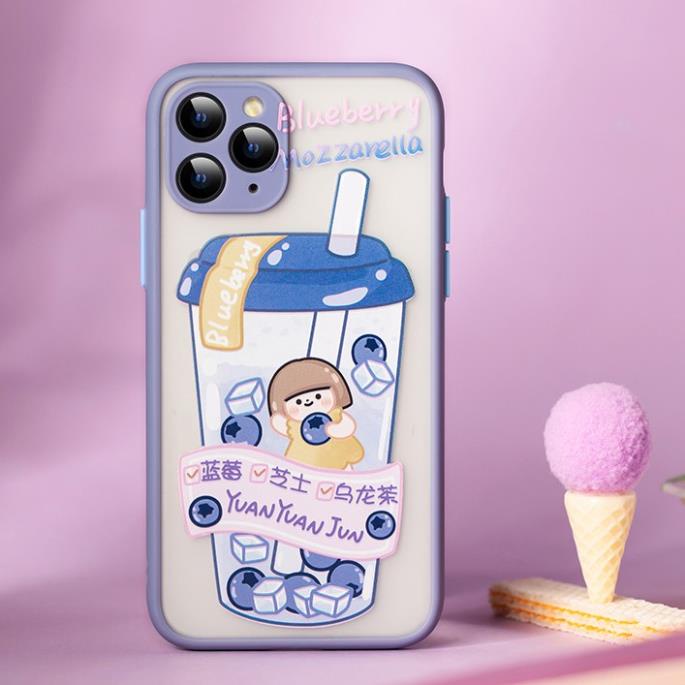 Ốp lưng iphone viền nhám Trà sữa Yuanyuanjun bảo vệ camera 6/6plus/7plus/8plus/x/xs/xs max/11/11promax DT05- Dino case