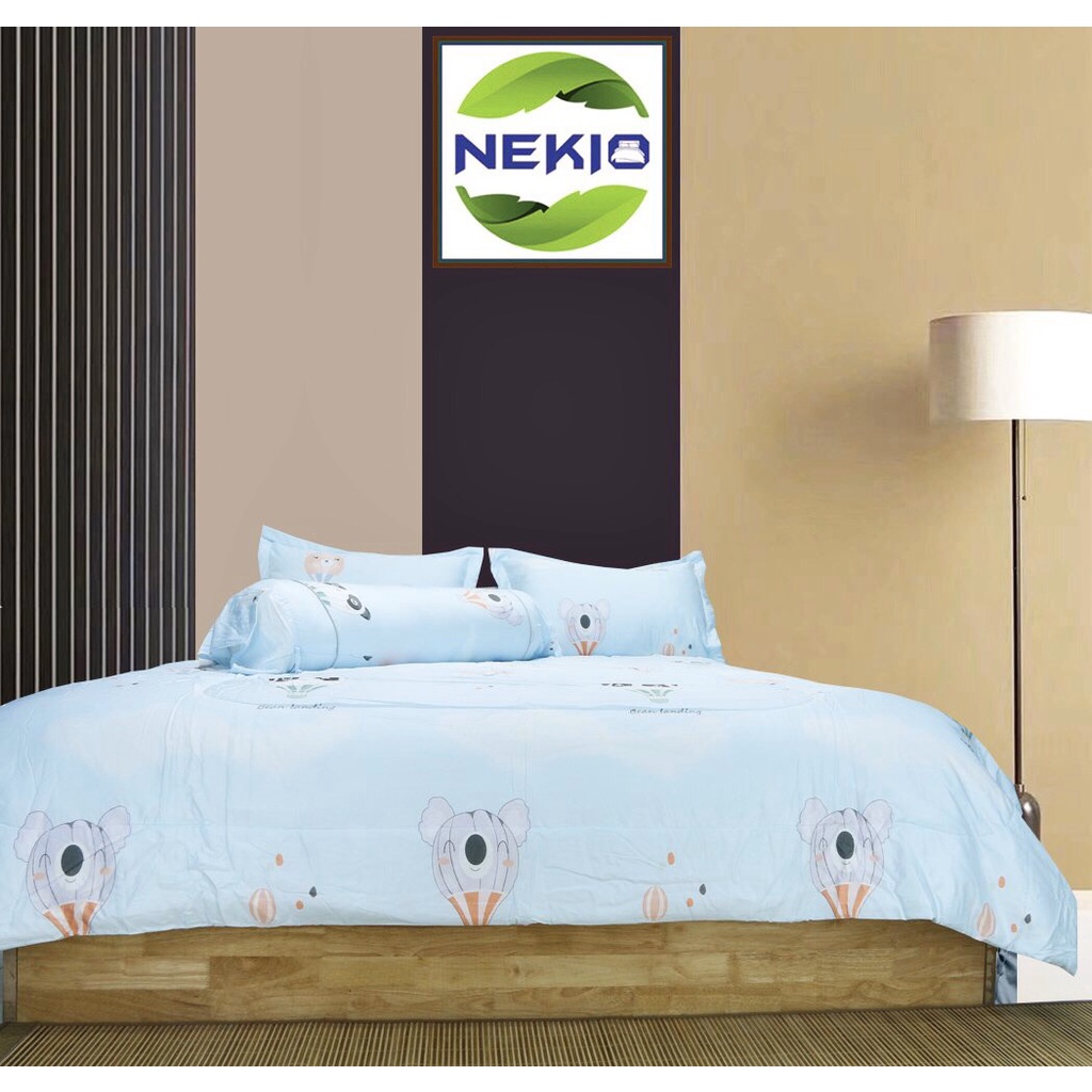 Bộ chăn ga gối Modal Gỗ Sồi Nekio Nhật Bản Khí Cầu