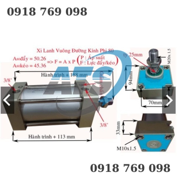 Xi lanh khí nén vuông SC 80