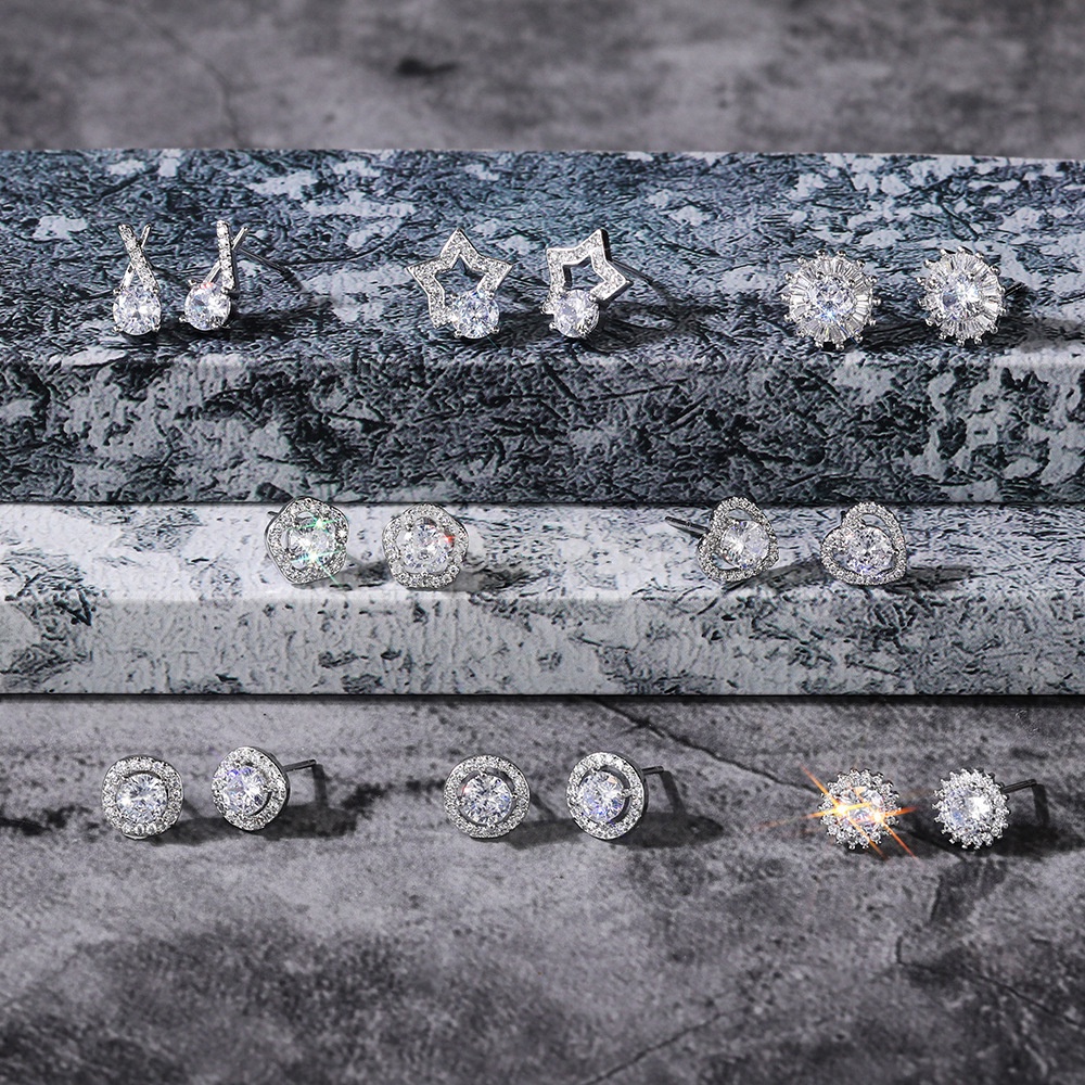 Hoa tai đính đá zircon thanh lịch sang trọng cho nữ