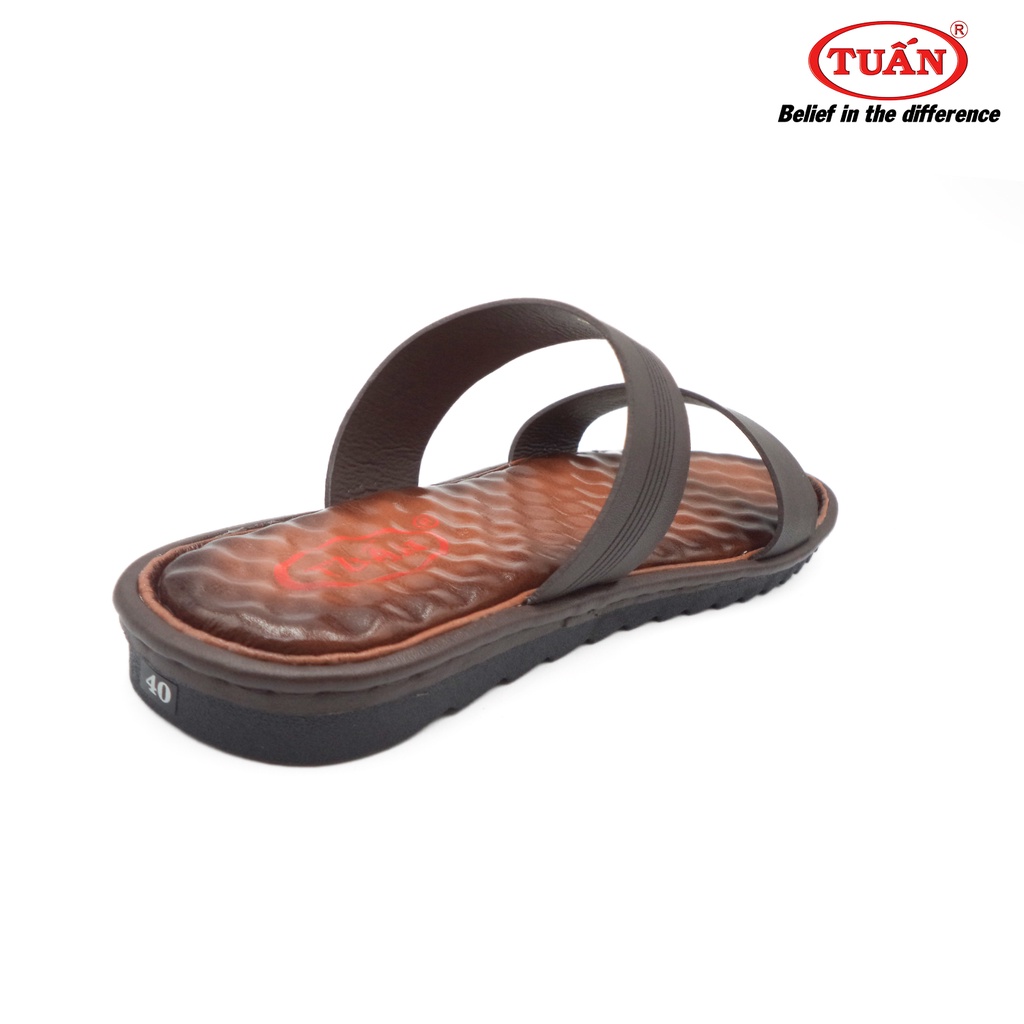 Dép da nam dép quai ngang da tự nhiên mặt mát xa thương hiệu Tuấn DXHU-05H