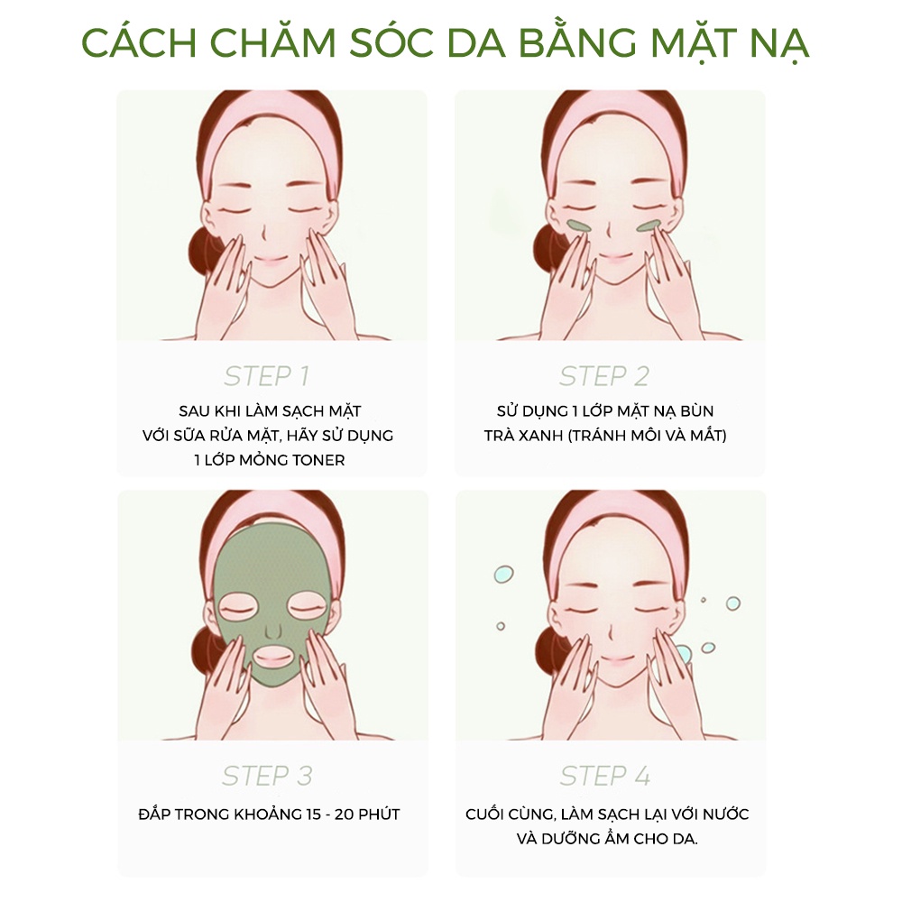 Mặt nạ bùn đất sét Fenyi tinh chất trà xanh giảm mụn đầu đen kiềm dầu dưỡng trắng làm sáng mịn da 100g Zentop