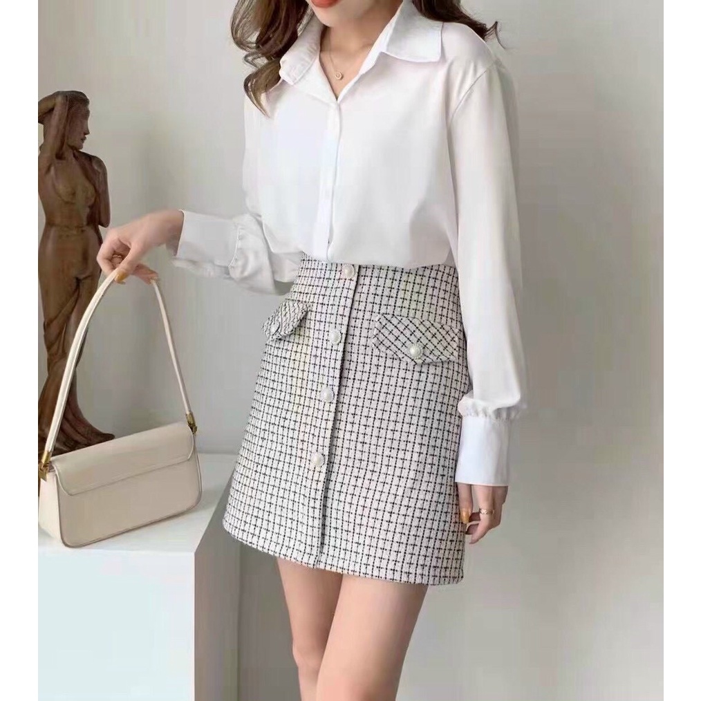Chân váy dạ dáng A kim tuyến Quảng Châu 2 loại