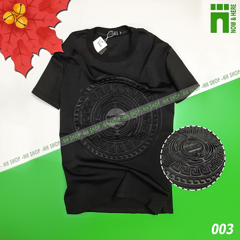 Áo thun nam nữ HÌNH DẬP NỔI hoa văn tròn, áo thun màu đen form rộng size 45kg đến 65kg - NH SHOP