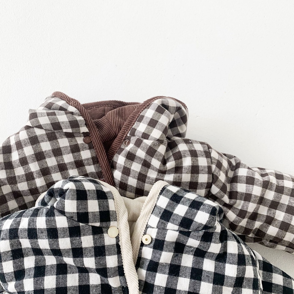 Áo khoác tay dài họa tiết caro mặc được hai mặt dễ thương thời trang mùa đông 2020 dành cho bé trai gái