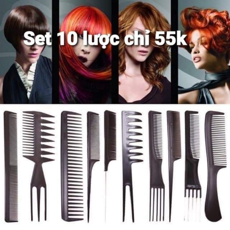 Set 10 cây lược, bộ lược chuyên nghiệp