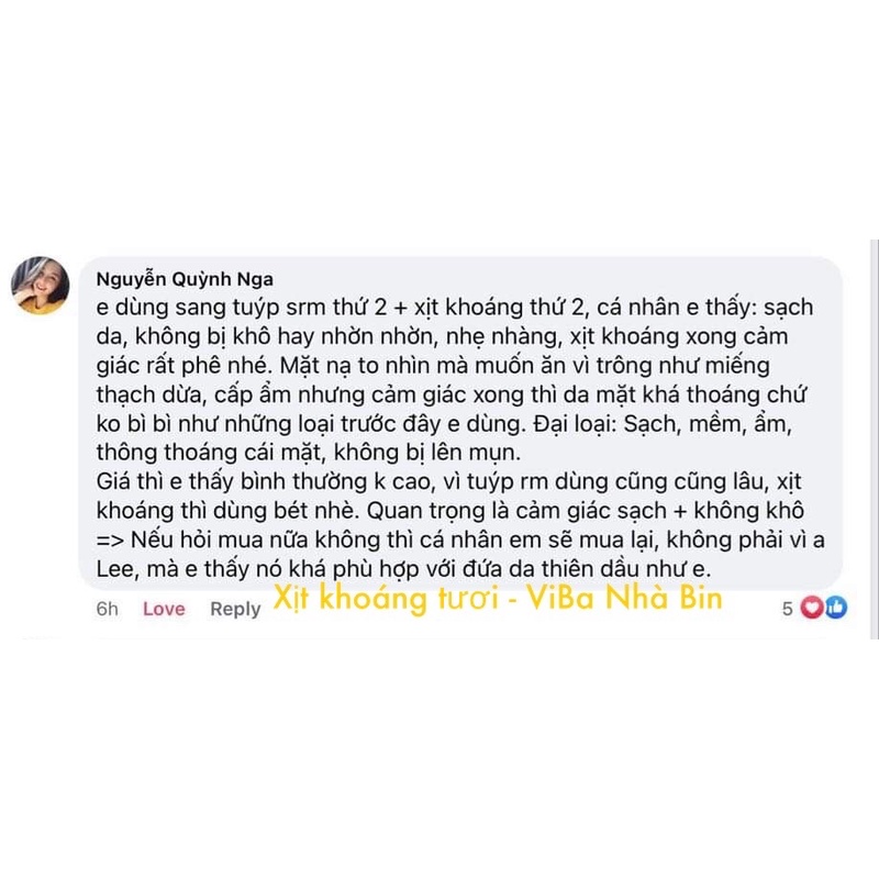 Xịt khoáng tươi nguyên chất 250ml Khoáng Tươi ViBa dưỡng ẩm, bù khoáng, khóa lớp trang điểm, kiềm dầu | BigBuy360 - bigbuy360.vn