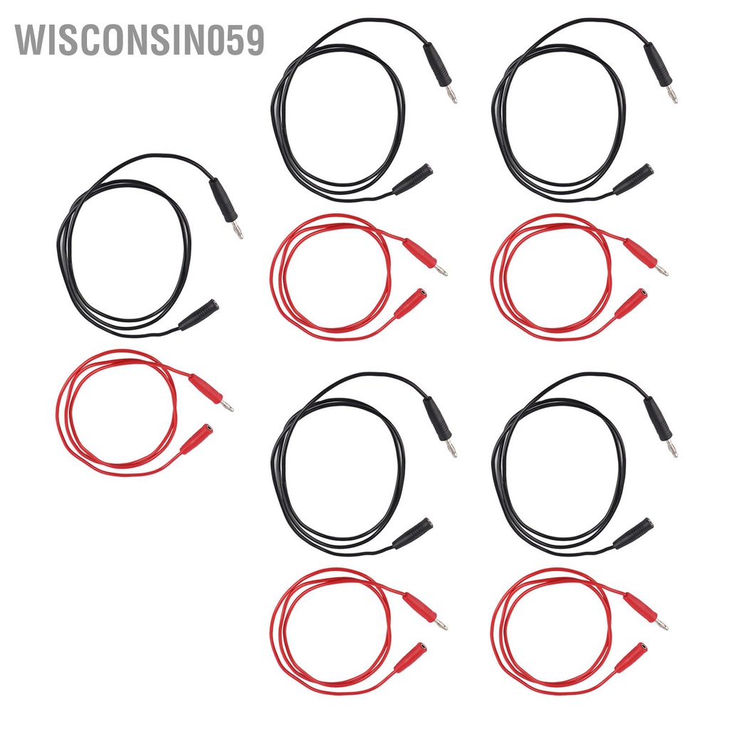 Wisconsin059 5 Bộ 4mm Dây dẫn thử nghiệm phích cắm chuối Nam nữ 0 75mm² cáp kết nối điện tử