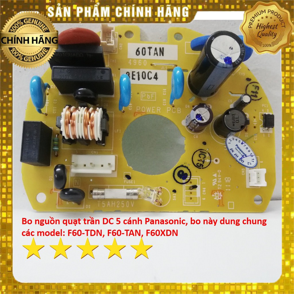 {Chính hãng} Mạch điều khiển quạt trần Panasonic 5 cánh F60-TDN và XDN - dùng cho quạt trần Panasonic DC không chổi than