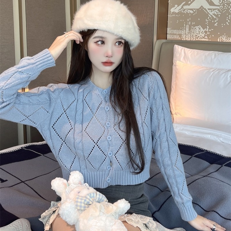 Áo cardigan dệt kim ZHELIHANGFEI tay dài eo cao trẻ trung quyến rũ dành cho nữ