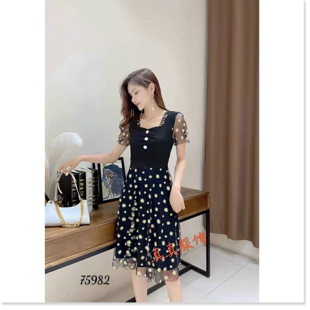 ĐẦM XÒE VOAN LỤA DỰ TIỆC HỌA TIẾT HOA THÊU SIÊU XINH TÔN DÁNG CHO CÁC QUÝ CÔ THỜI TRANG MỚI NHẤT HIỆN NAY